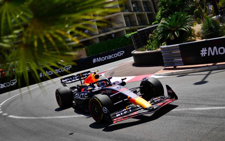 Red Bull Racing's Mexican driver Sergio Perez drives during the first practice session of the Formula One Monaco Grand Prix at the Monaco street circuit in Monaco, on May 26, 2023. - Reuters/Andrzej Isakovic