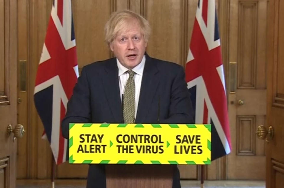 Screen grab of Prime Minister Boris Johnson during a media briefing in Downing Street, London, on coronavirus (COVID-19).