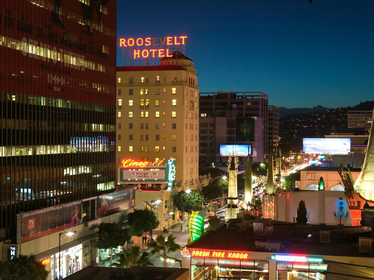 Los Angeles, Hollywood Blvd at night.