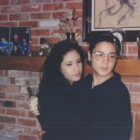 <p>Chris Perez Instagram</p> Selena Quintanilla and Chris Pérez pose for a photo.