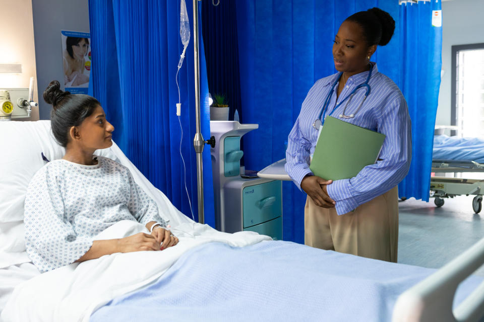 Yazz Cunningham in hospital with Doctor Sharon.