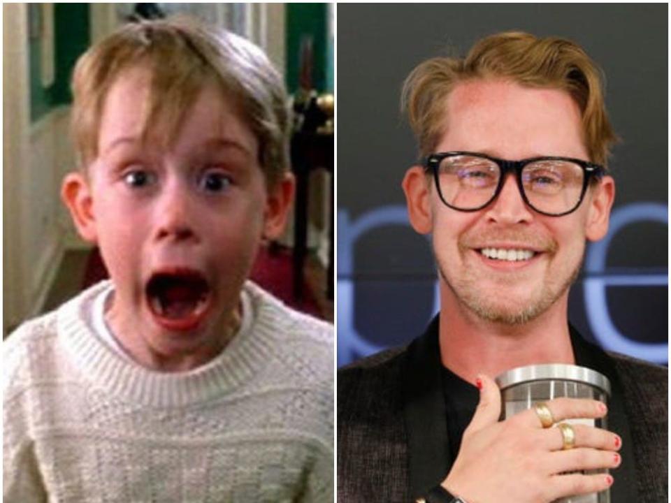 Left: Macaulay Culkin in "Home Alone." Right: Macaulay Culkin as an adult.