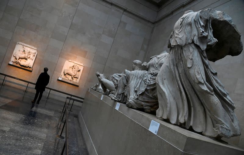 FILE PHOTO: Parthenon sculptures on display at the British Museum in London