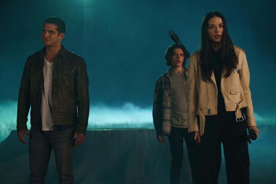 Tyler Posey as Scott, Vince Mattis as Eli, and Crystal Reed as Allison in "Teen Wolf: The Movie."