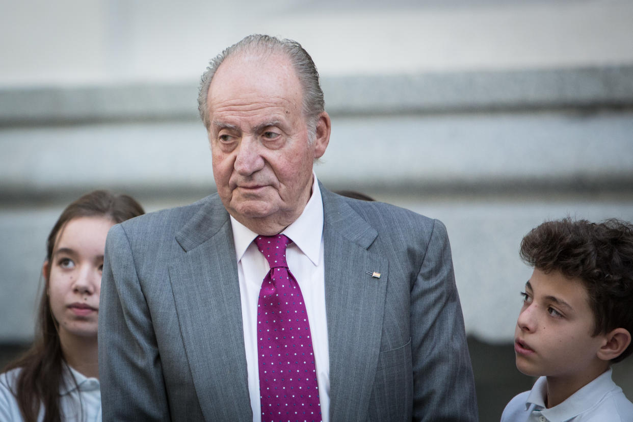 MADRID, SPAIN - NOVEMBER 23:  King Juan Carlos attends COTEC Foundation meeting at Cibele Palace on November 23, 2015 in Madrid, Spain.  (Photo by Pablo Cuadra/Getty Images)