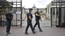 <p>Armed French police officers stand at the entrance of the Begin Military Teaching Hospital in Saint-Mande, outside Paris, on August 9, 2017, where the French soldiers injured earlier in the morning in Levallois-Perret are being treated. (Photo: Stephane de Sakutin/AFP/Getty Images) </p>