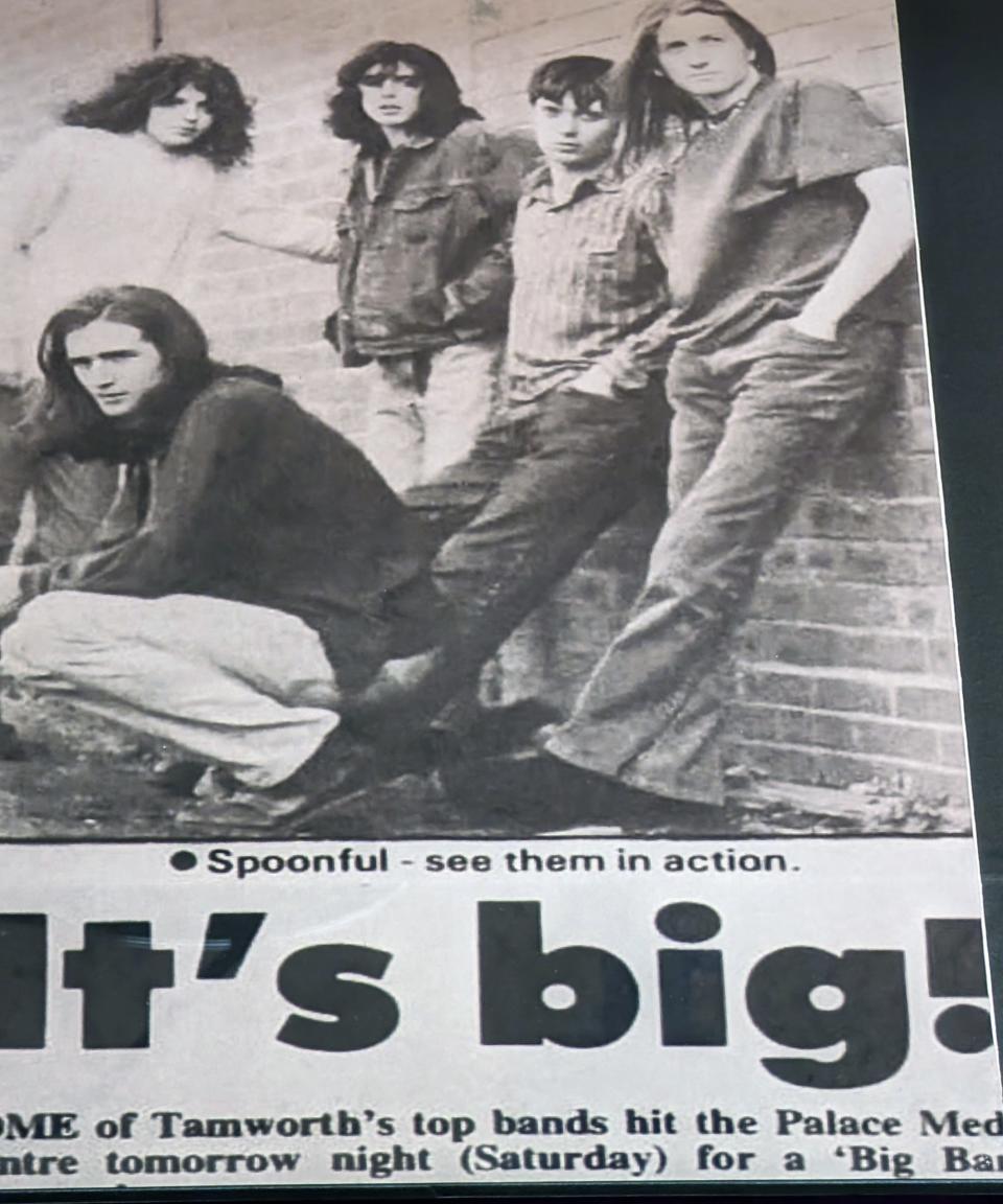 Tom Anderton, second from right, in a shot with the band Spoonful in his early days in England when he started collecting his own band's memorabilia.