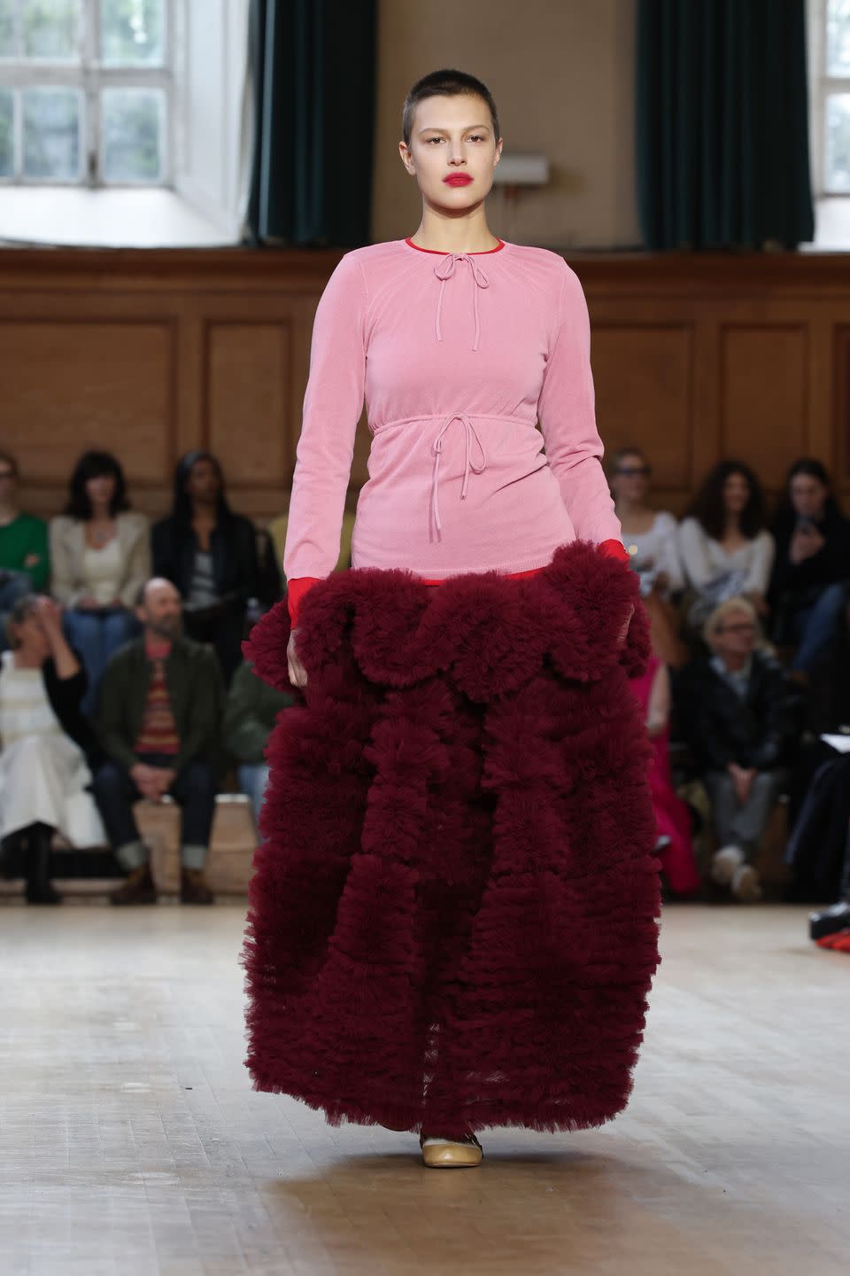 london, england february 17 a model walks the runway at the molly goddard show during london fashion week february 2024 on february 17, 2024 in london, england photo by tristan fewingsgetty images