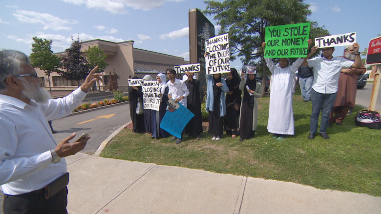 Students and teachers protest closure of Islamic high school