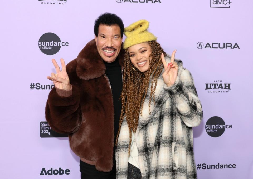 Lionel Richie and Andra Day attend the "The Greatest Night In Pop" Special Screening during the 2024 Sundance Film Festival at Eccles Center Theatre on January 19, 2024 in Park City, Utah.