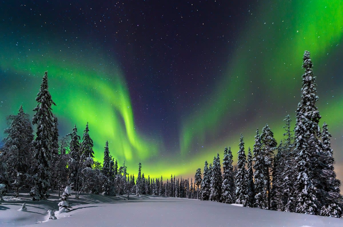 Winter is the perfect time to see the aurora borealis in Finland  (Getty Images)