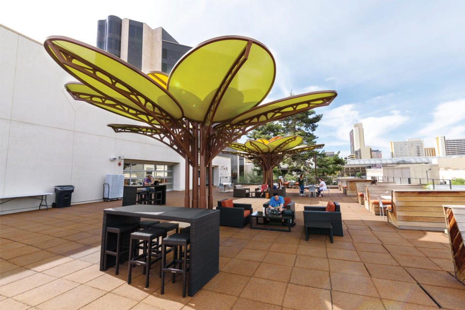 The outdoor patio at Zappos HQ plays host to some of its 60+ annual team-building events. - Credit: Patrick Gray