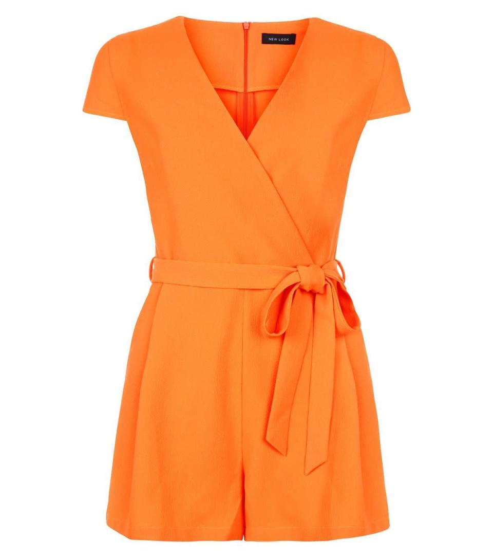 Bright Orange Wrap Tie Playsuit