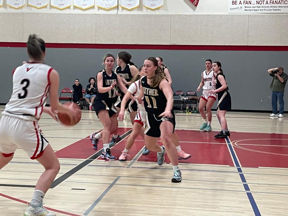 About 20 teams competed in Moose Jaw and other towns across Saskatchewan over the weekend to qualify for the HOOPLA tournament.  (Roger Morgan - image credit)