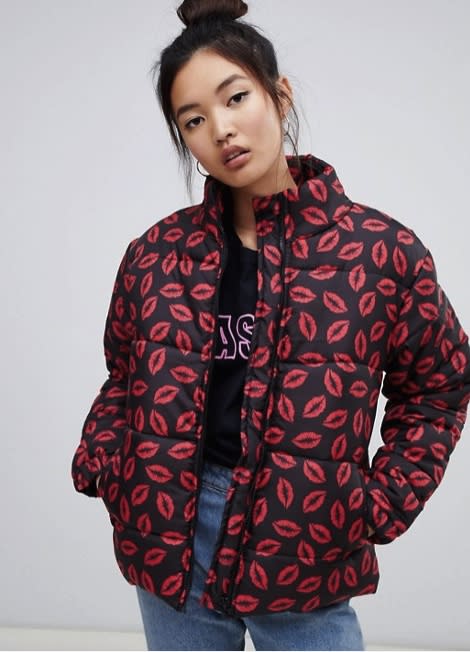 Heartbreak Lips Print Puffer Jacket (Photo: asos)