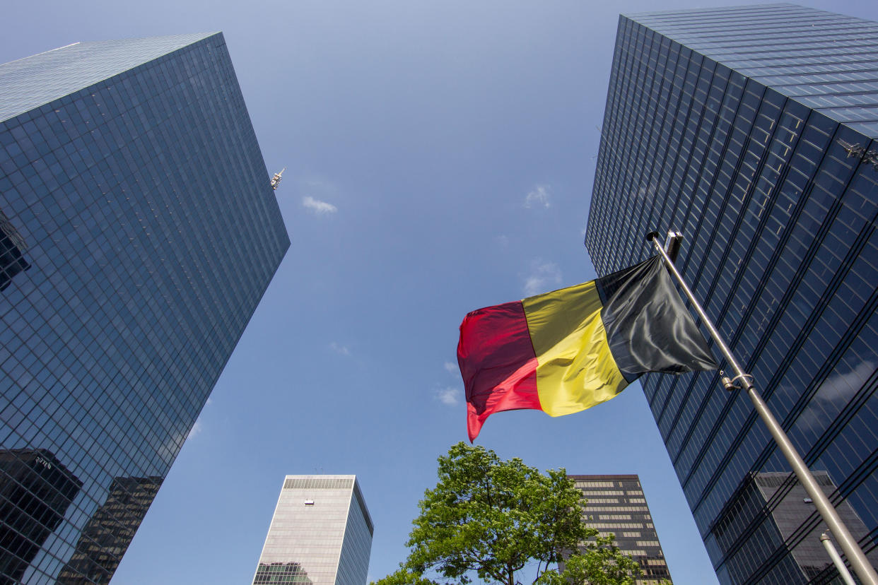 belgian flag skyscrapers business district brussels