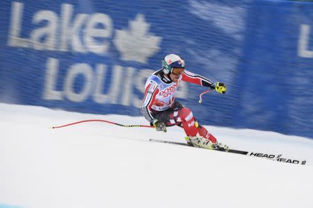 Nov 24, 2017; Lake Louise, Alberta, CAN; Erik Guay of Canada during men's downhill training for the FIS alpine skiing World Cup at Lake Louise Ski Resort. Mandatory Credit: Eric Bolte-USA TODAY Sports