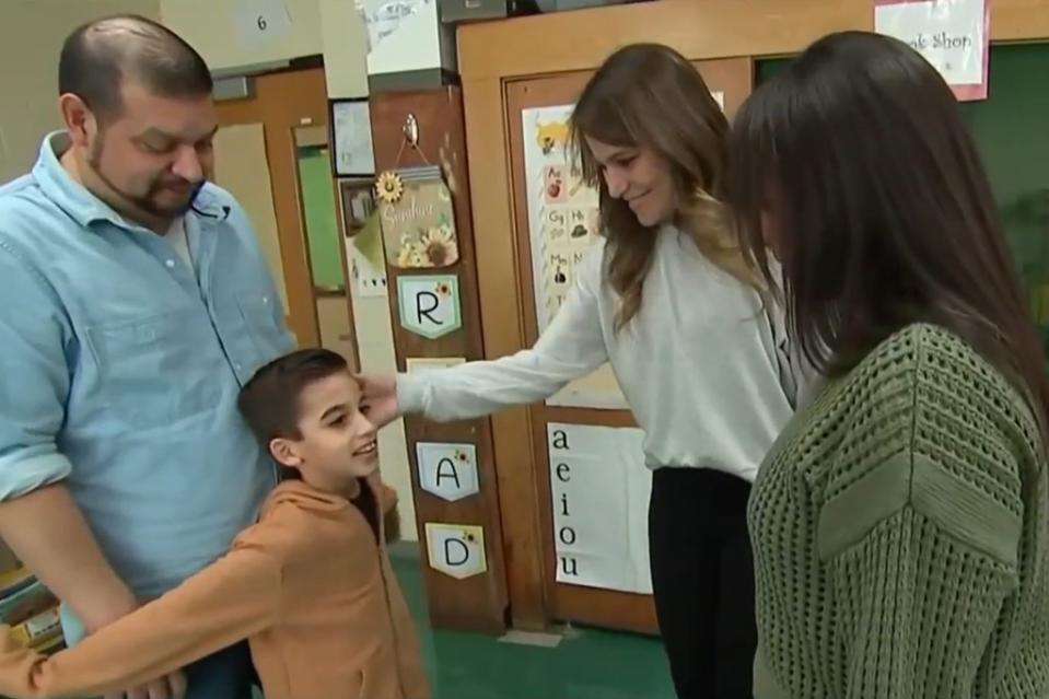 The boy and his parents, Alexa and Paul Molina, got to thank Augello in person on Tuesday. NBC New York