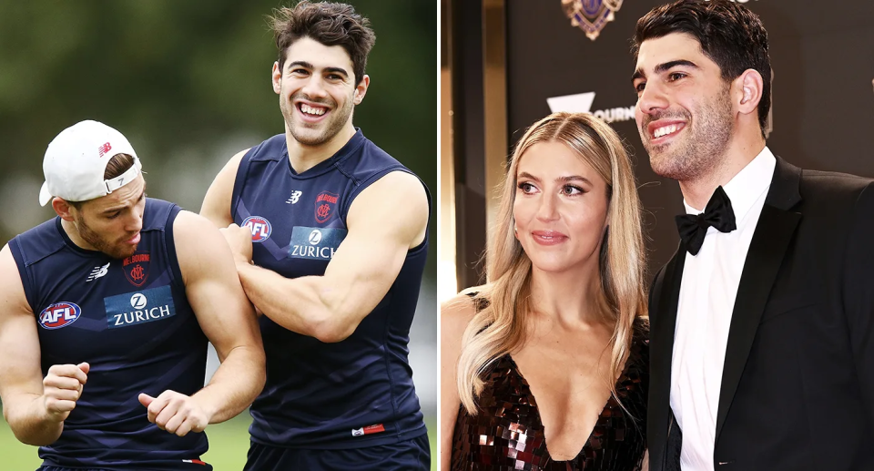 On the right is Christian Petracca and his fiancee Bella.