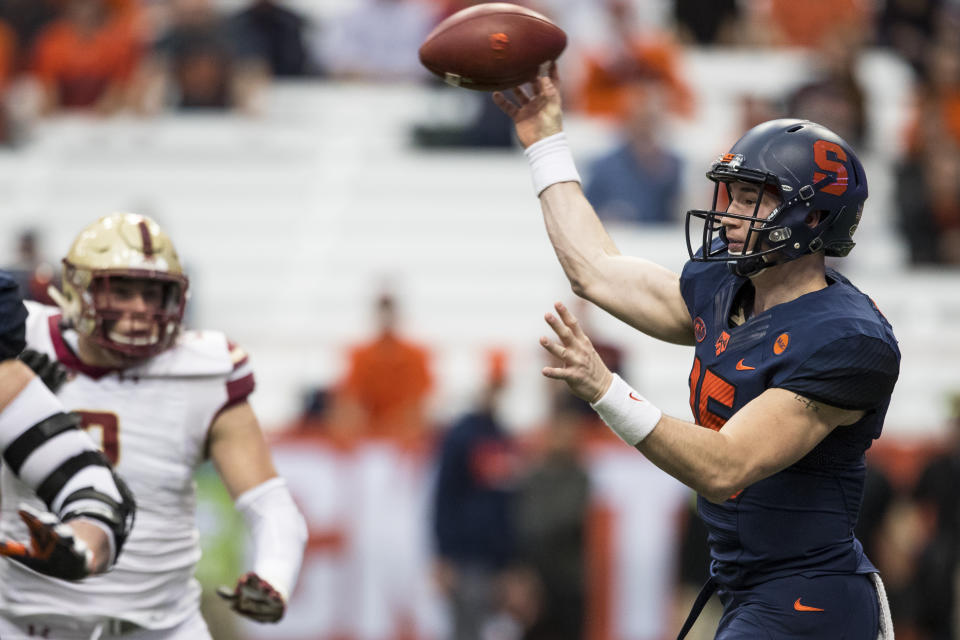 Syracuse quarterback Rex Culpepper throws during a game against Boston College. He was diagnosed with cancer in March. (Getty)