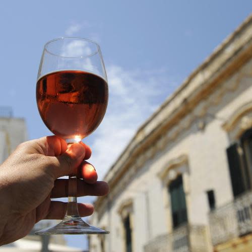 Glass of rose wine