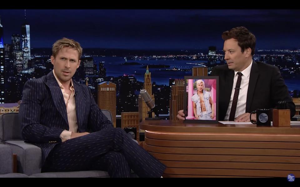 Ryan Gosling on Jimmy Kimmel Live Ken barbie movie. https://www.youtube.com/watch?v=V9uHZ2uQ8YI