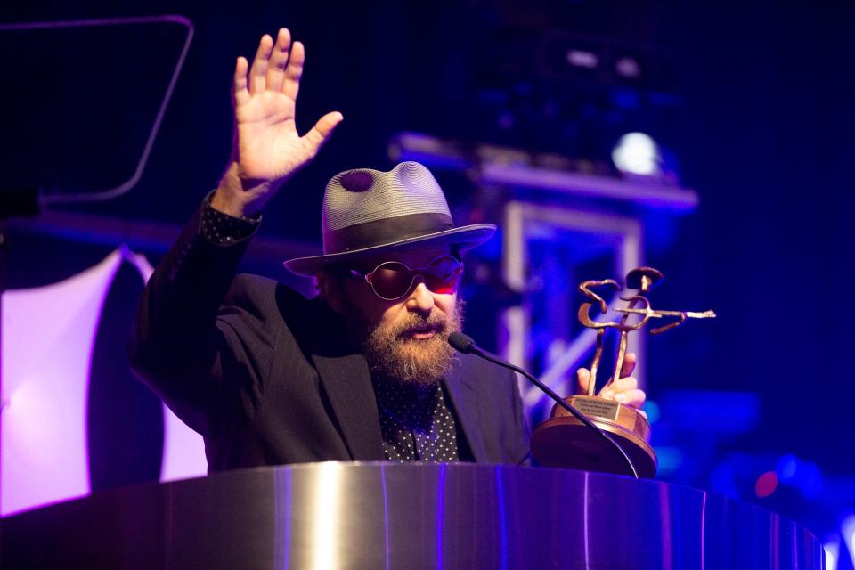 John Nemeth speaks after receiving the award for Traditional Blues Album during the Blues Music Awards in Memphis, Tenn., on Thursday, May 11, 2023.