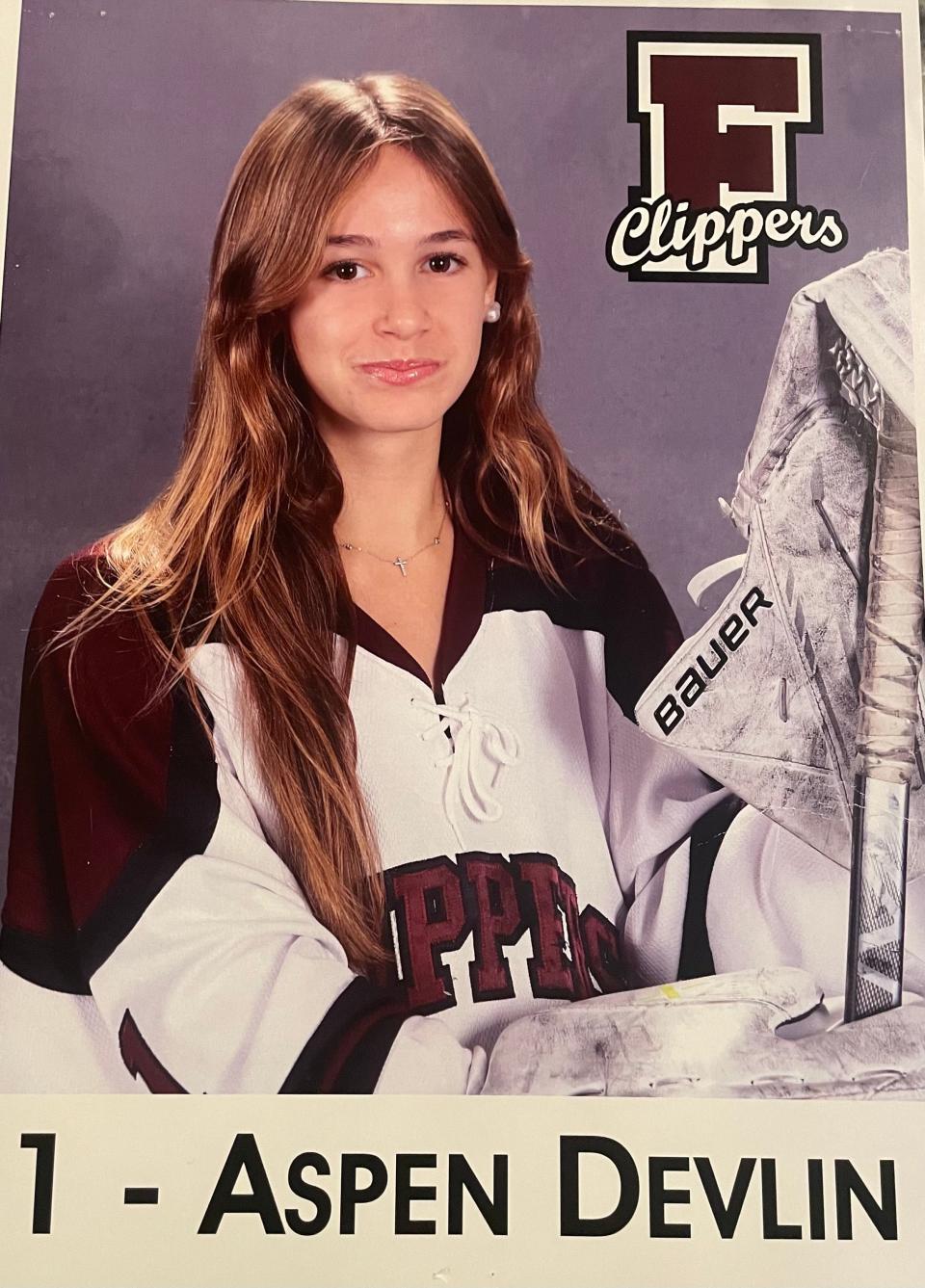 Aspen Devlin of Falmouth girls hockey team.