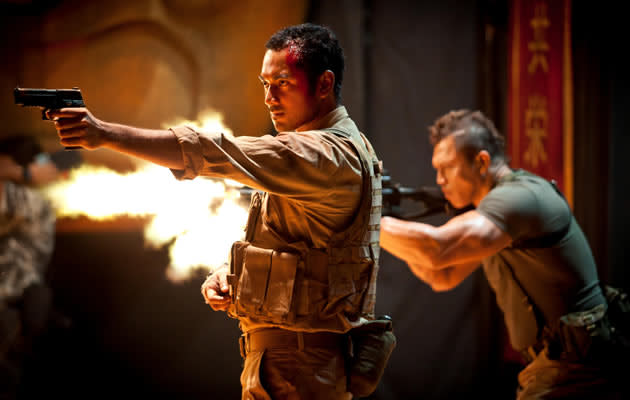 From left: Indonesian actors Ario Bayu and Bang Tigor play soldiers who have been brought onboard for the treasure hunt. (HBO Asia Images)