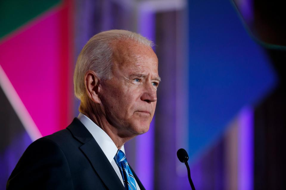 Democratic presidential candidate former Vice President Joe Biden speaks at the 2019 Democratic women's leadership forum, Oct. 17, 2019, in Washington.