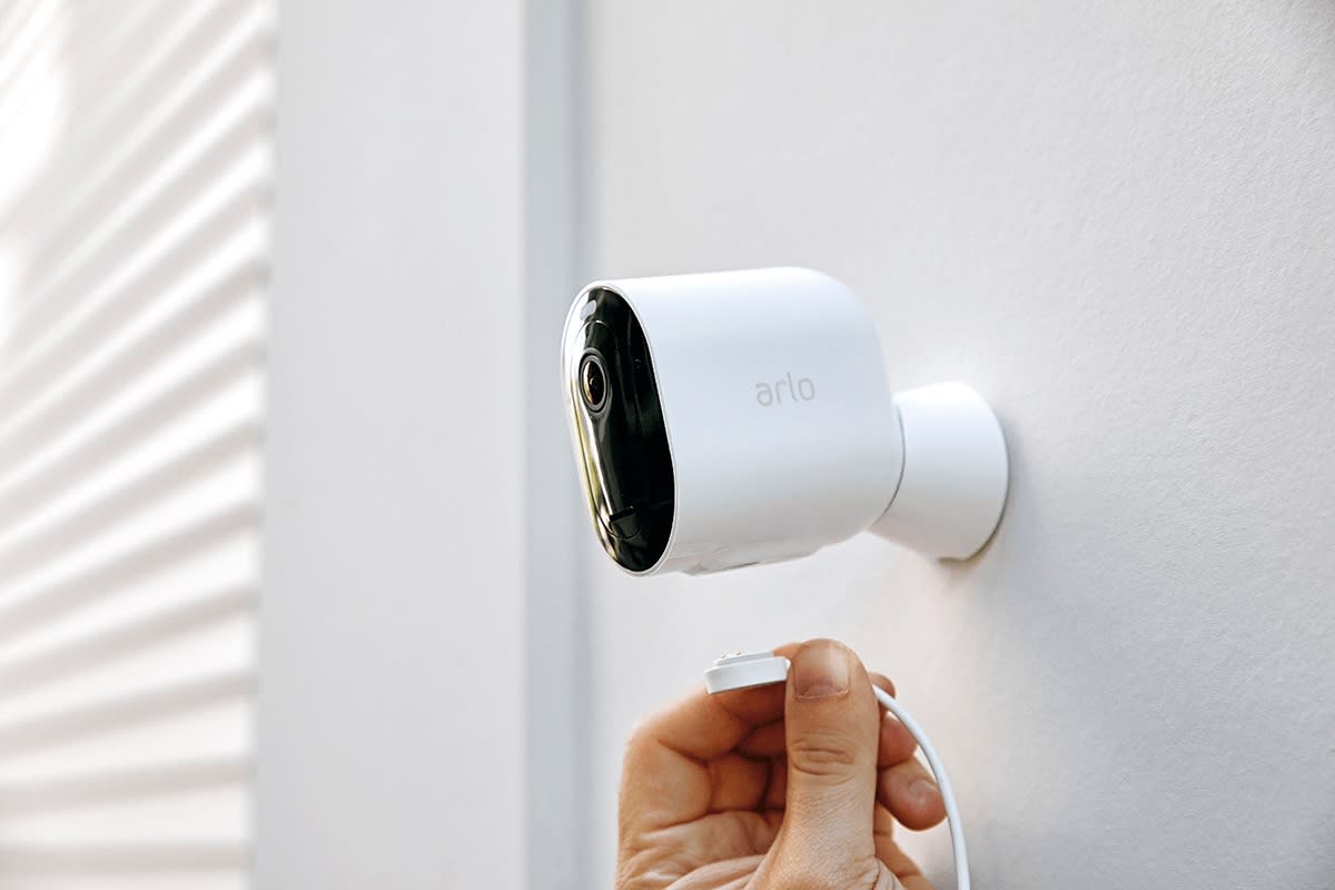  An Arlo Pro 3 home security camera 