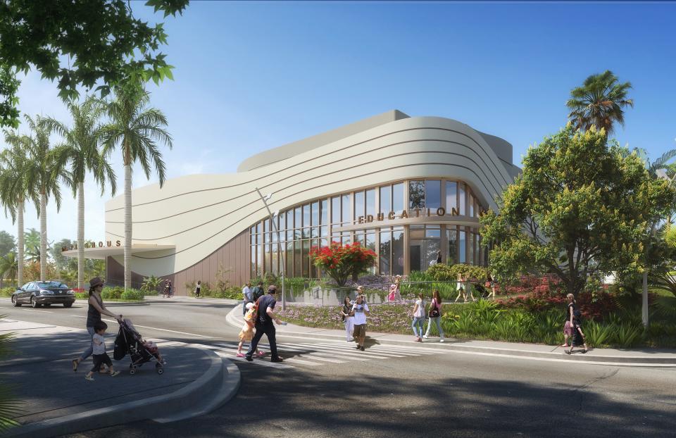 An exterior look of the education center at the new Gulfshore Playhouse state-of-the-art Baker Theatre and Education Center, set to open in fall 2023 near the intersection of First Avenue South and Goodlette-Frank Road.