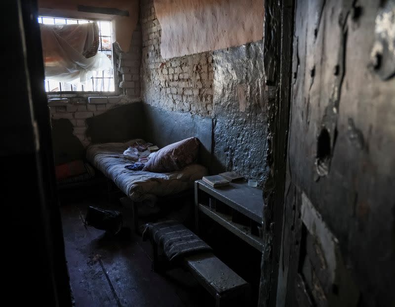 View of the basement of a police office used as a detention place by Russian servicemen, in the town of Izium