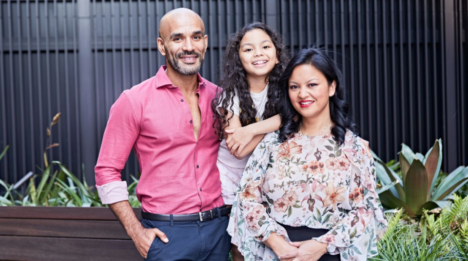 Yann and Donna with daughter Harper on Parental Guidance