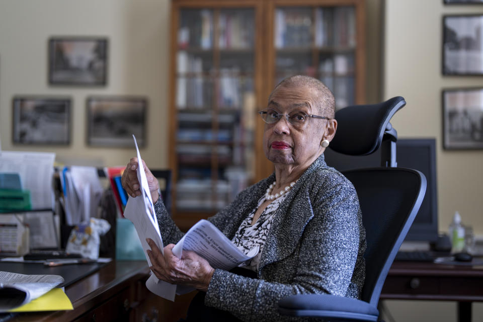 Del. Eleanor Holmes Norton, D-D.C., reflects on her time as a young civil rights activist during the 1963 March on Washington, during an Associated Press interview in her office on Capitol Hill in Washington, Wednesday, Aug. 9, 2023. (AP Photo/J. Scott Applewhite)