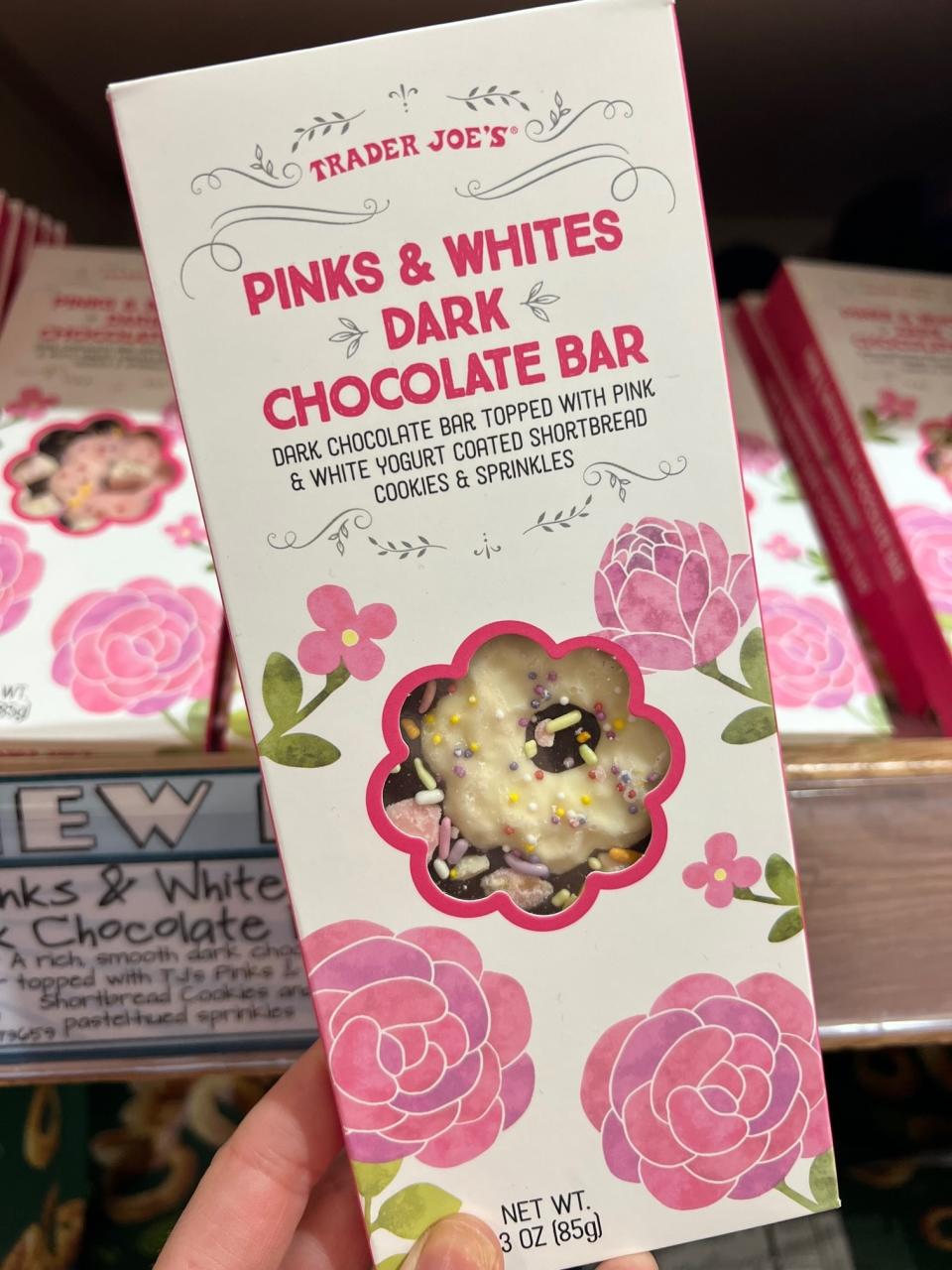 A Pinks & Whites Dark Chocolate Bar