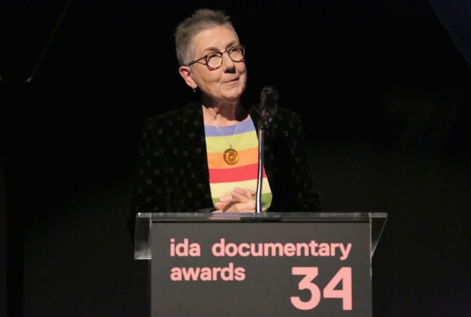 LOS ANGELES, CA - DECEMBER 08:  Julia Reichert accepts the Career Achievement Award onstage during the 2018 IDA Documentary Awards on December 8, 2018 in Los Angeles, California.  (Photo by Rebecca Sapp/Getty Images for International Documentary Association)