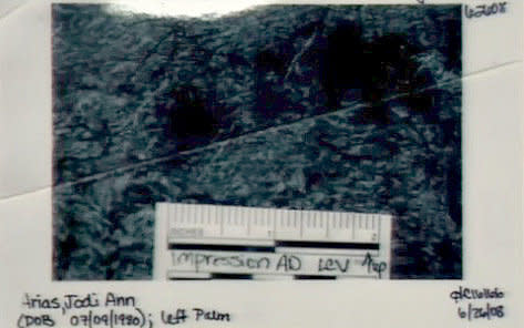 <strong>June 26, 2008</strong> - Investigators were notified that hair and a bloody print found inside Alexander's home belonged to Arias. DNA typing results also indicated that the bloody print was a mixture of Arias' and Alexander's DNA.  The same day, Arias attended a memorial service for Alexander.