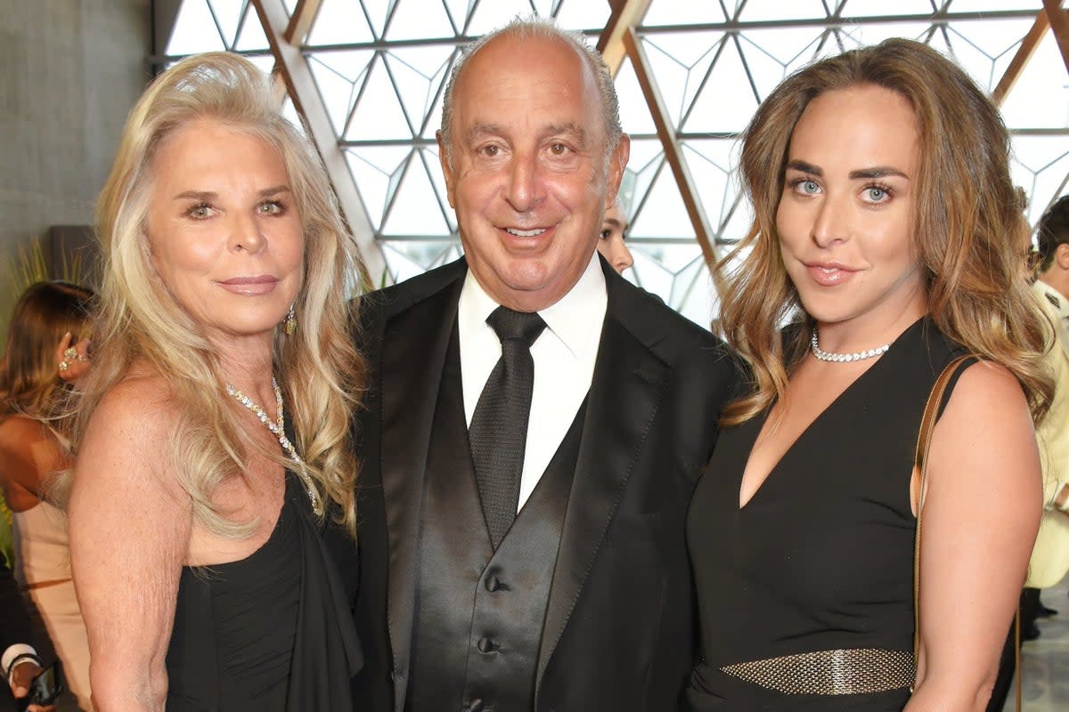  (L to R) Tina Green, Sir Philip Green, and Chloe Green in Cannes, France (David M Benett/Dave Benett/Getty Images)