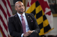 Maryland Gov. Wes Moore speaks during an interview with The Associated Press in Annapolis, Md., Thursday, March 16, 2023. (AP Photo/Susan Walsh)