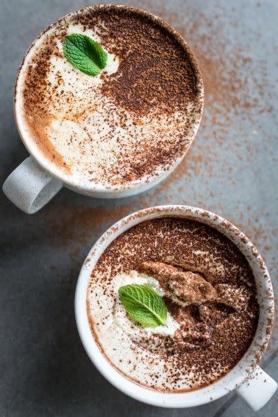 For a refreshing treat this soothing peppermint infused hot choccie would be perfect after a long day. 