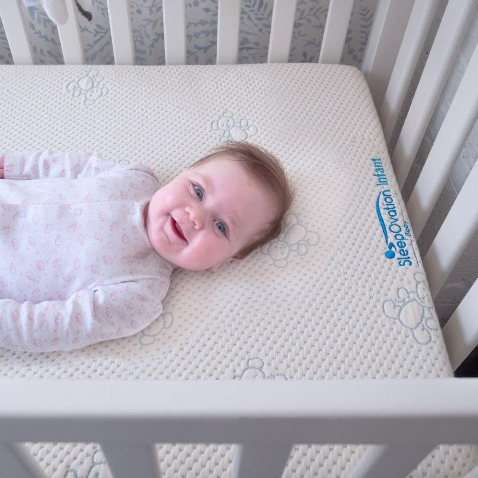 <p>sleepovationbaby.com</p><p><strong>$399.00</strong></p><p><a href="https://go.redirectingat.com?id=74968X1596630&url=https%3A%2F%2Fwww.sleepovationbaby.com%2Fproducts%2Fsleepovation-2-stage-infant-mattress&sref=https%3A%2F%2Fwww.countryliving.com%2Flife%2Fg4248%2Ffirst-mothers-day-gifts%2F" rel="nofollow noopener" target="_blank" data-ylk="slk:Shop Now;elm:context_link;itc:0;sec:content-canvas" class="link ">Shop Now</a></p><p>Infant mattresses leave a lot to be desired. They need to be firm to keep young babies safe, but that can mean they aren't very comfortable. SleepOvation has created the very first FDA approved infant mattress. This USA-made mattress won't put pressure on baby's head and is created with the best of the best materials. </p>