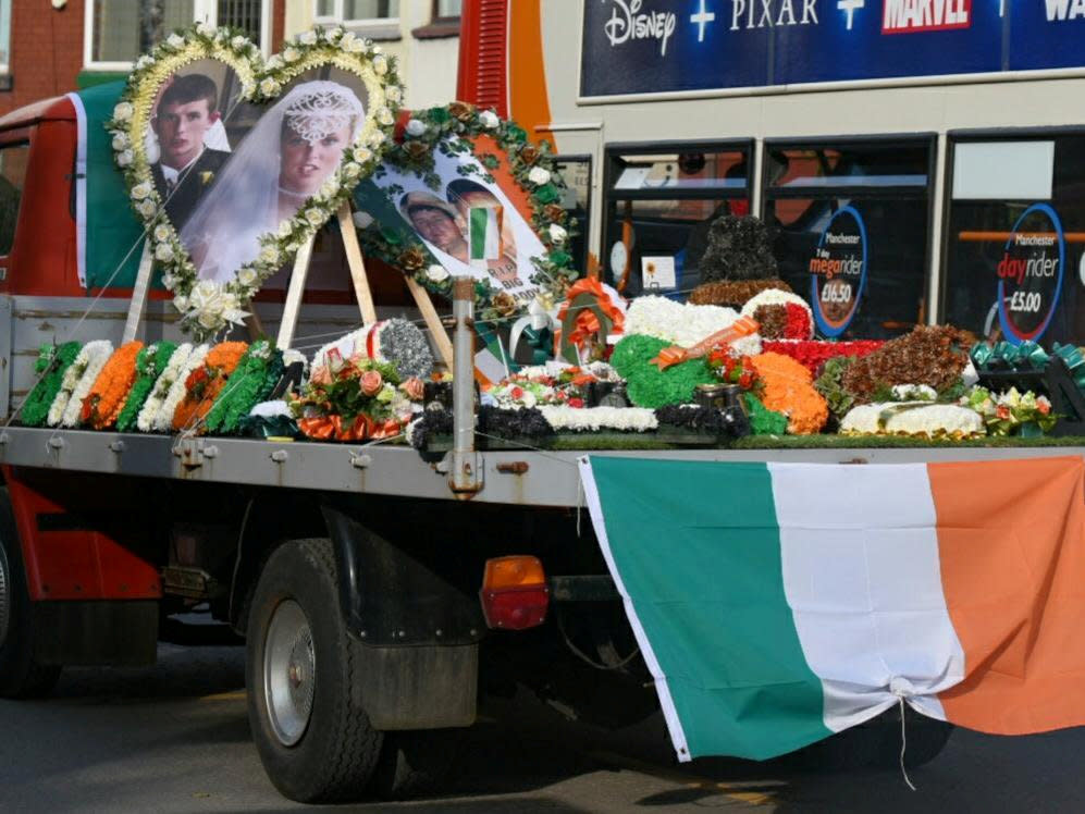 The funeral procession of Patrick 'Paddy' Connors who was killed. (SWNS)