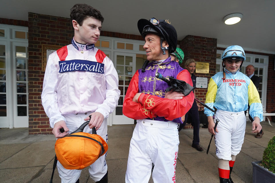 Champion Jockey Oisin Murphy, left, chats with Frankie Dettori, who he admits was his greatest hero growing up 