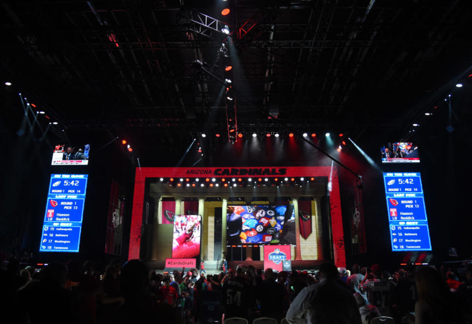 Apr 27, 2017; Philadelphia, PA, USA; A general view of the draft theater during the first round the 2017 NFL Draft at the Philadelphia Museum of Art. Mandatory Credit: James Lang-USA TODAY Sports