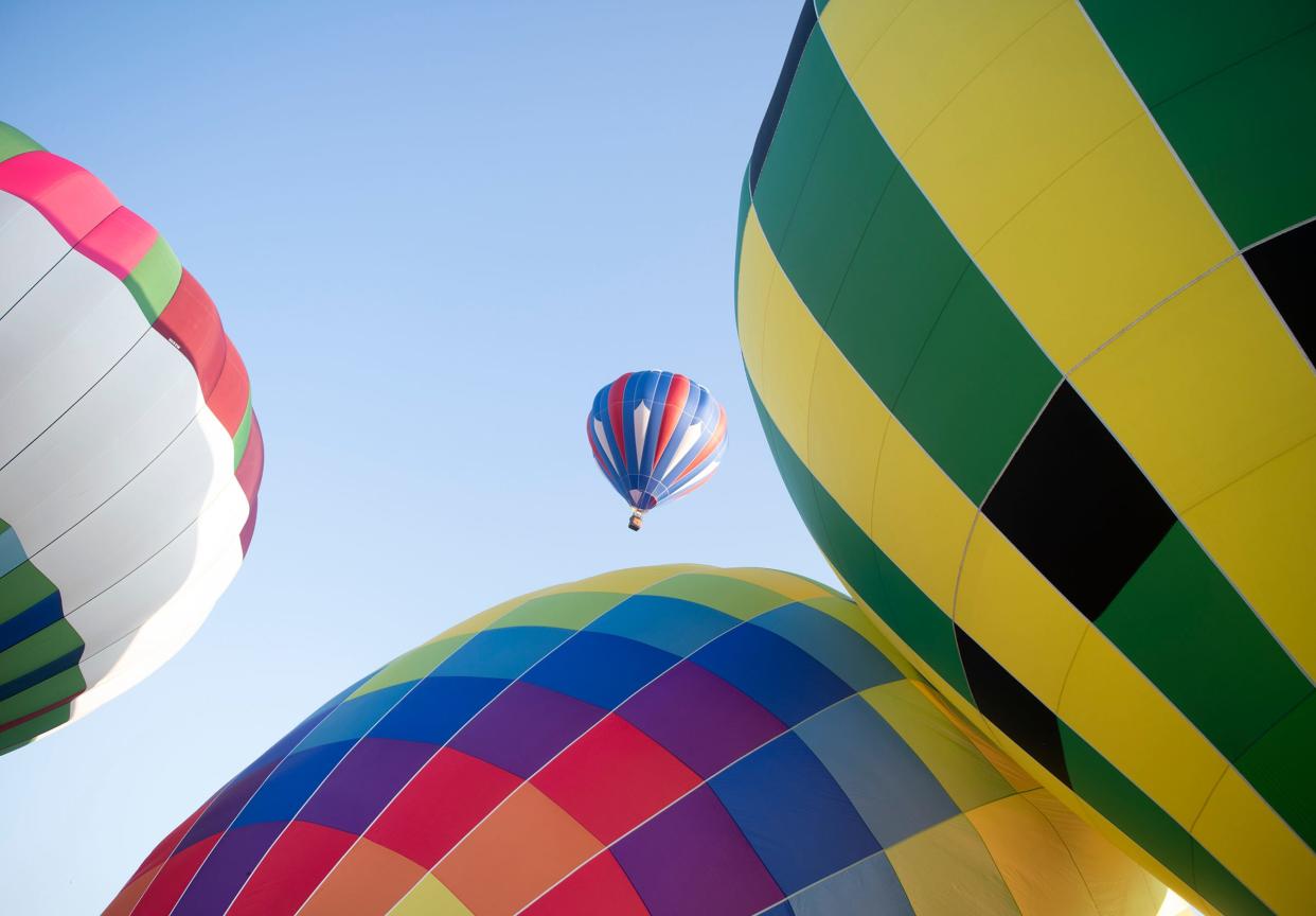 Balloons launch from Sunbeau Valley Farm during Ravenna Balloon A-Fair in 2022. This year's event starts Thursday and runs through Sunday.