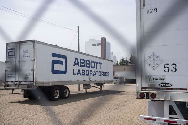 PHOTO: In this May 19, 2022, file photo, a truck trailer is shown outside the Abbott Nutrition factory in Sturgis, Mich. (Bloomberg via Getty Images, FILE)