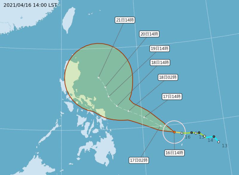 ▲中颱舒力基預估有機會增強為強烈颱風，但不會直接影響台灣。（圖／中央氣象局提供）