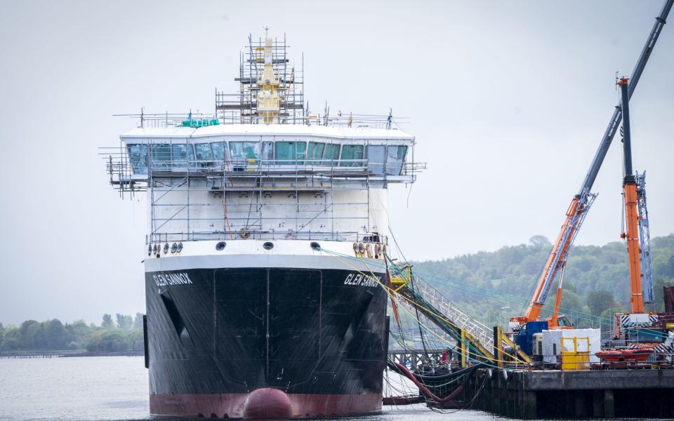 Caledonian Macbrayne ferry in the Ferguson Marine shipyard in Port Glasgow - Jane Barlow /PA