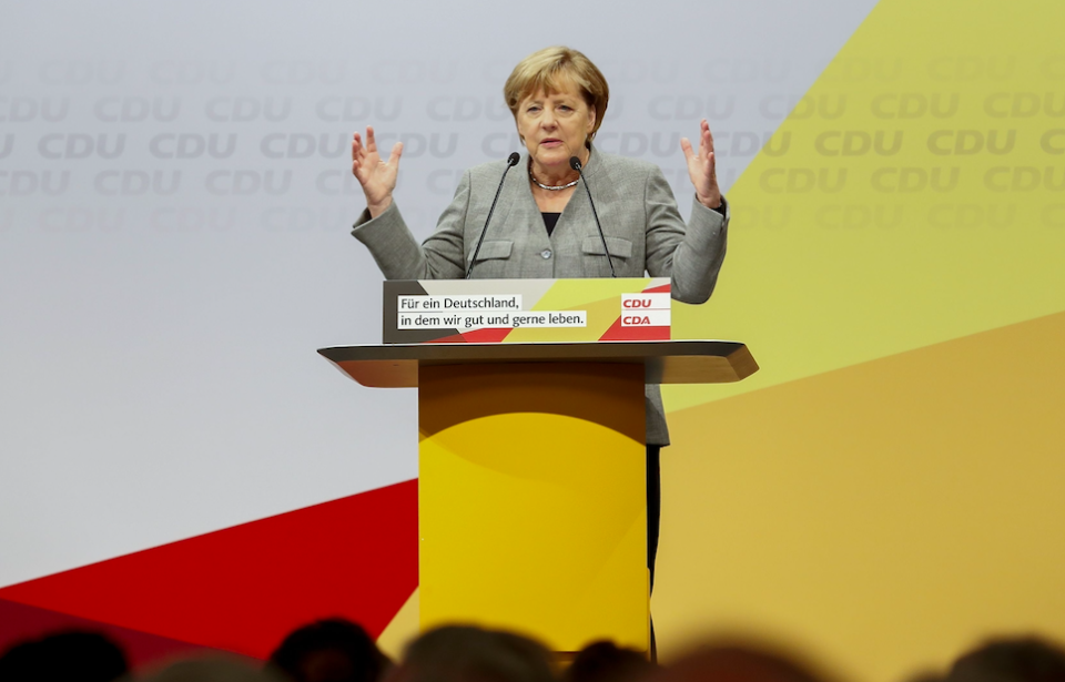 <em>Angela Merkel’s government requires all immigrants to learn German (Rex)</em>